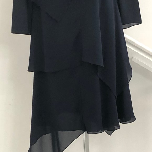 FIANDACA Vintage Navy Blue 3/4 Sheer Sleeve Layere - Picture 6 of 6